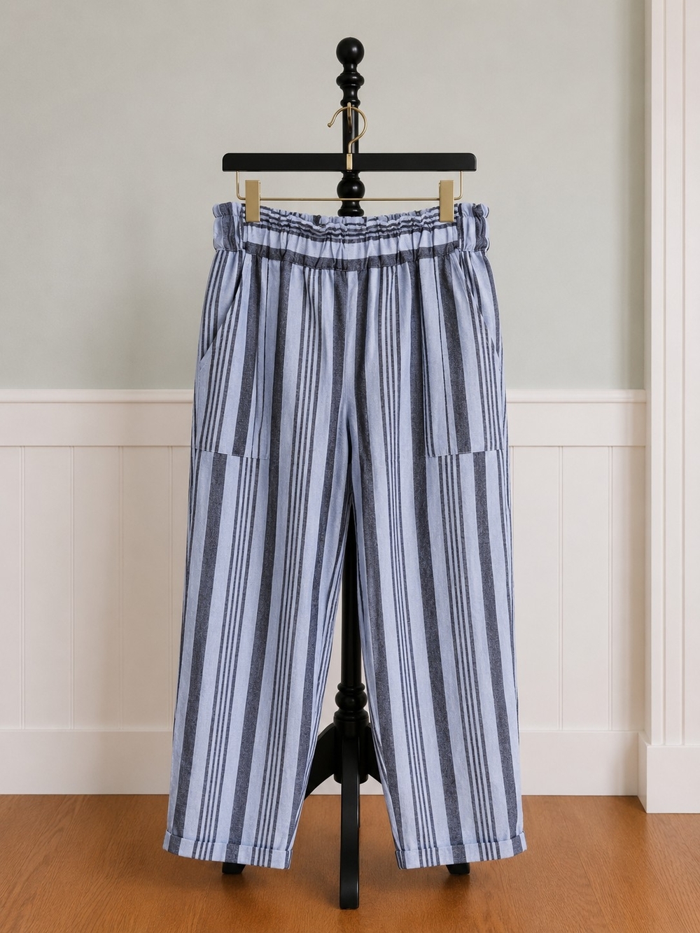 CI Sono Linen Collection Striped Elastic Waist Pants